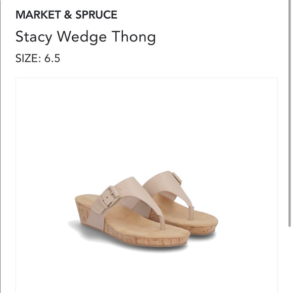 Market & Spruce Stacy Wedge Thong Sandals - worn once! - Picture 1 of 6